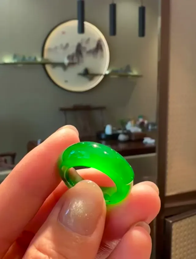 天然緬甸翡翠A玉全翡戒指